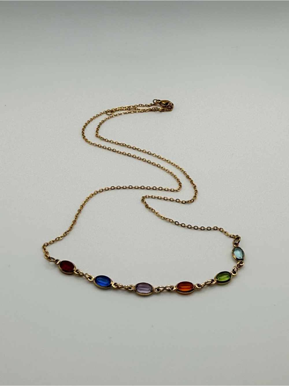 Multicolor Gem Station Gold Necklace